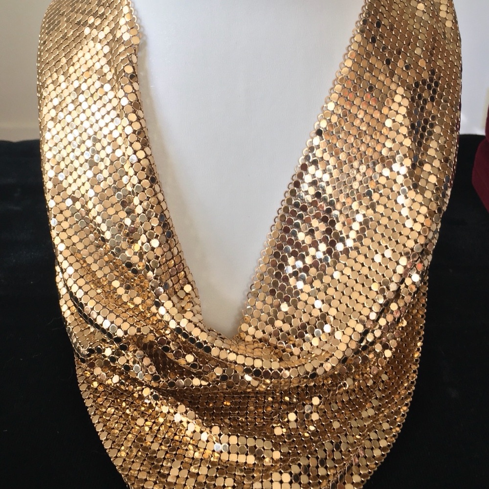 Whiting & Davis Mesh Scarf Necklace/Earring Set - Free Evening Bag